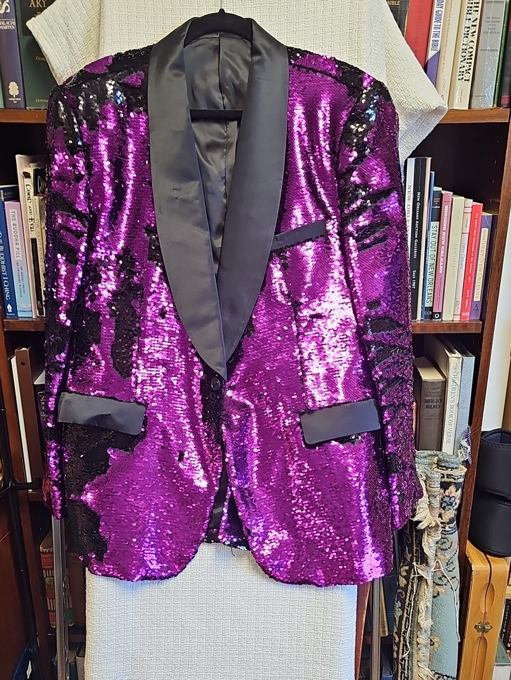 The Tailored Sportsman Purple Sequin Shawl Lapel Blazer